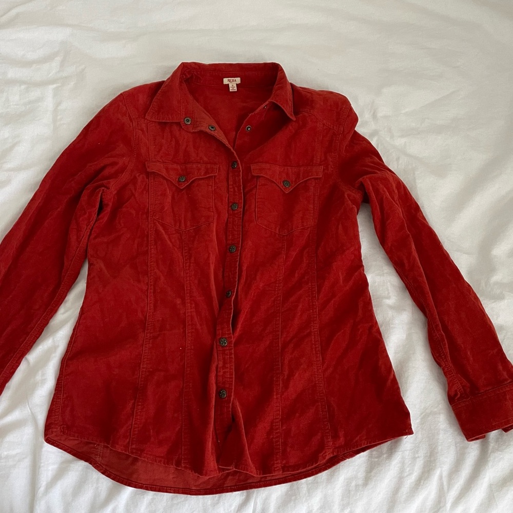 Reba Size Small Burnt Orange Corduroy Top